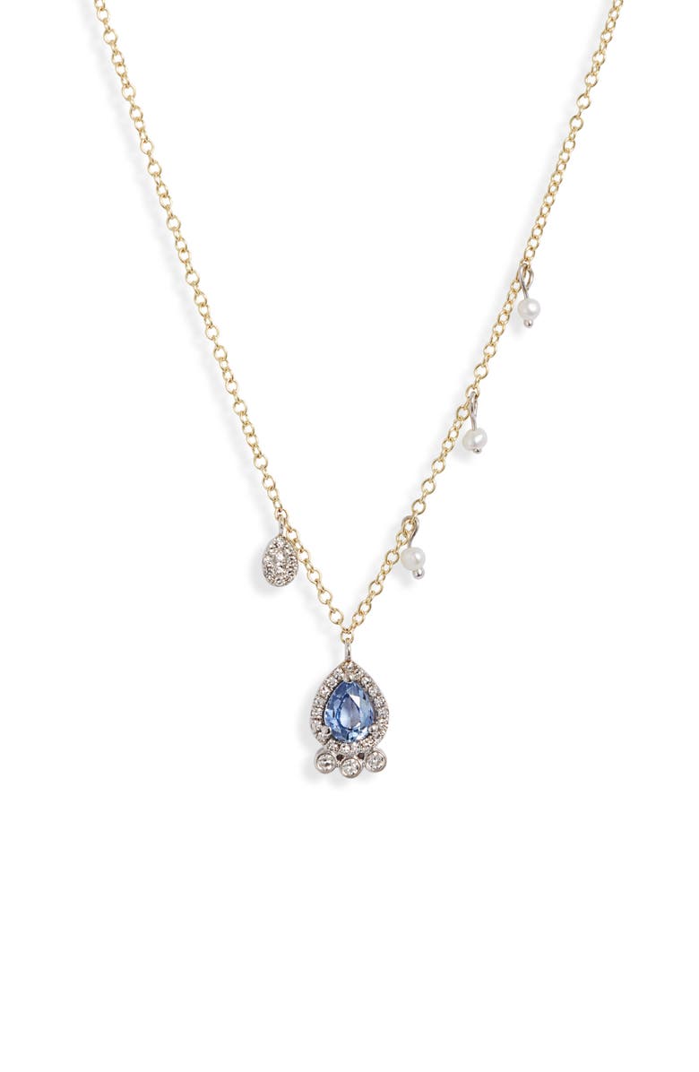 Meira T Sapphire, Pearl & Diamond Pavé Charm Necklace, Main, color, 