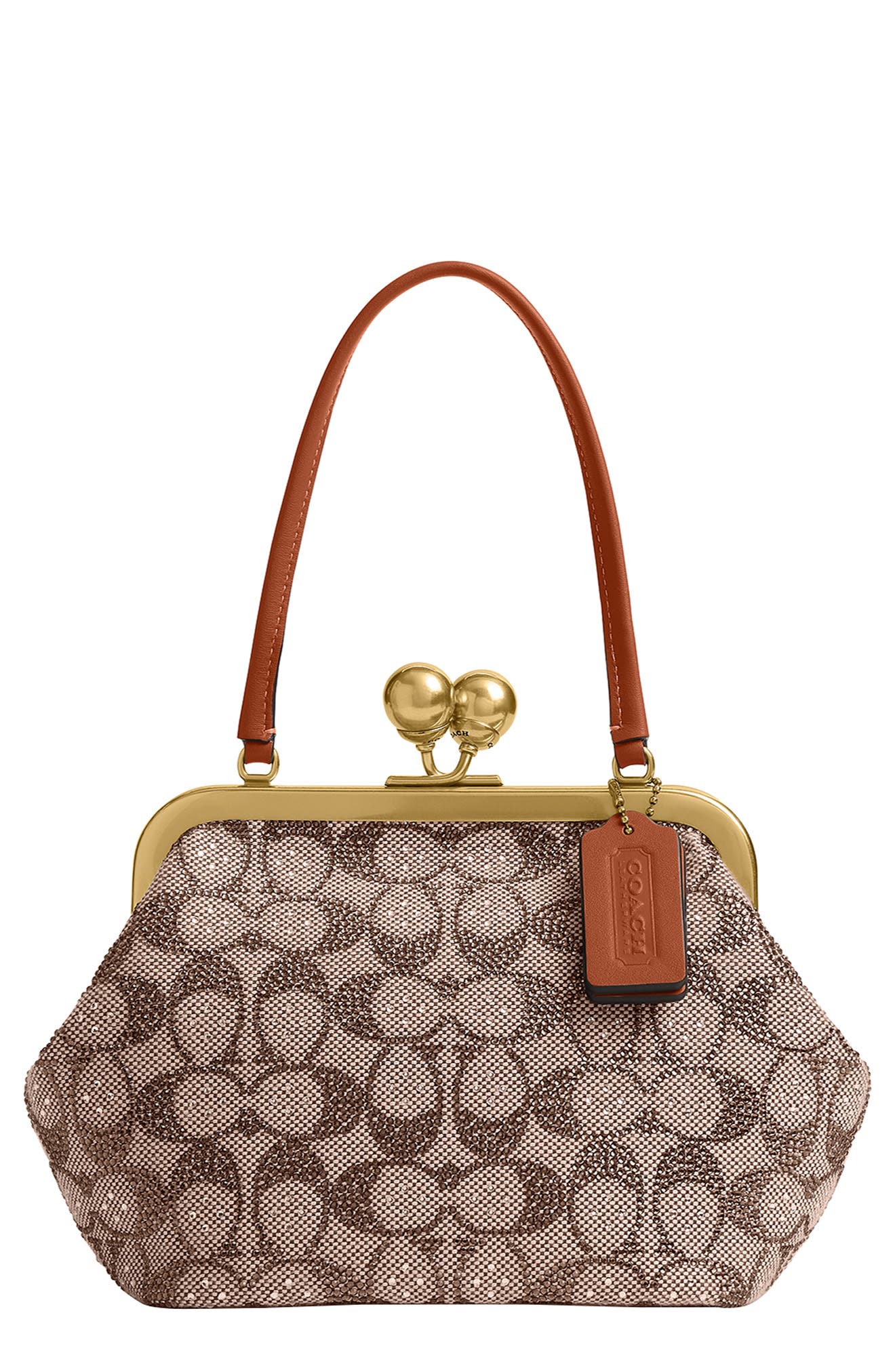 COACH Crystal Signature Jacquard Frame Clutch, Main, color, 