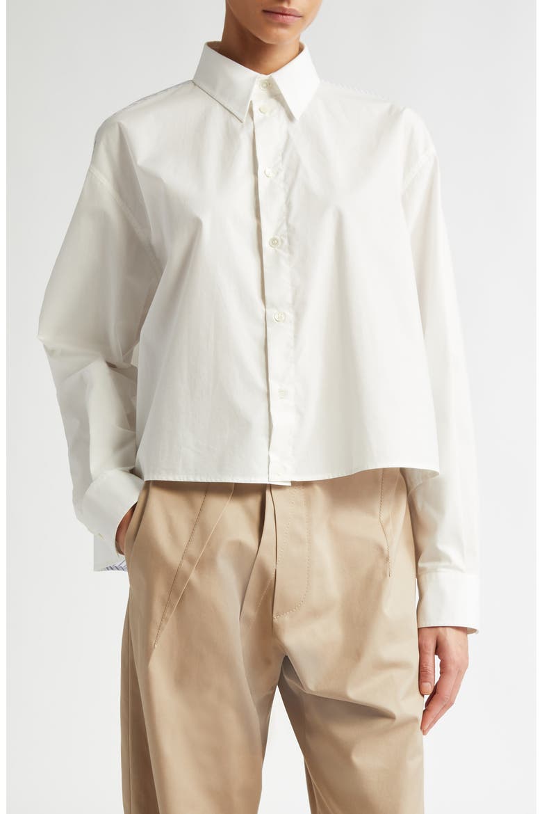 21ss maison margiela ユーティリティシャツ MM6 Maison Margiela Deconstructed Cotton Poplin High-Low Button-Up