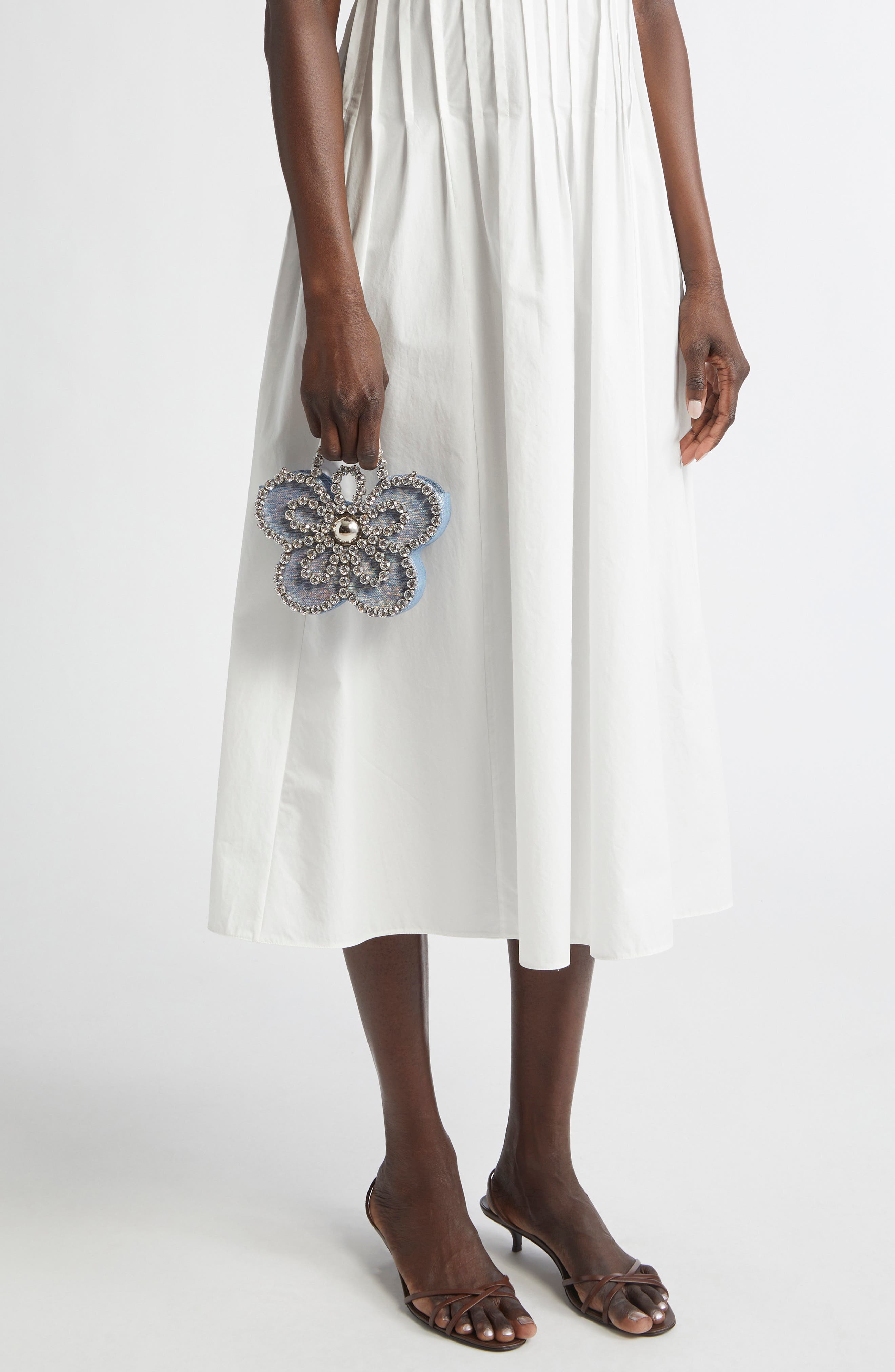 Mini Flower Tweed Clutch, Alternate, color, BLUE
