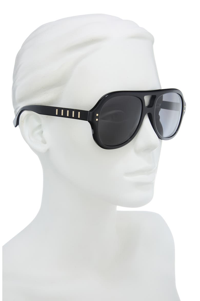Five Sisters 56mm Aviator Sunglasses, Alternate, color, SHINY BLACK / SMOKE