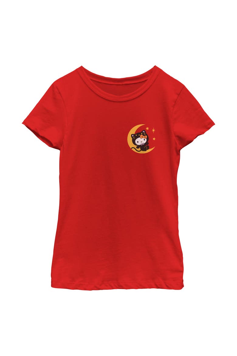 Girls Hello Kitty Black Cat Costume Party T Shirt, Main, color, Red
