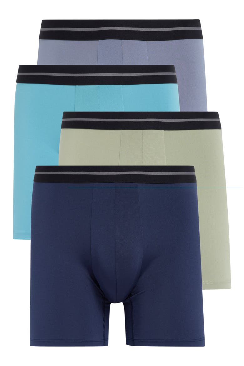 4-Pack Microfiber Boxer Briefs, Main, color, BLUE NAVY MULTI