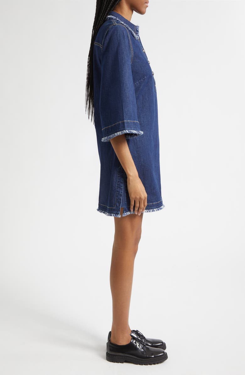 Cinq à Sept Dany Fringe Denim Shirtdress, Alternate, color, Twilight