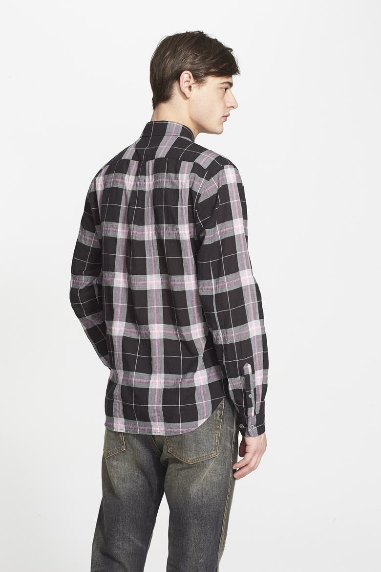 'Thomas' Trim Fit Plaid Sport Shirt, Alternate, color, BLACK MULTI