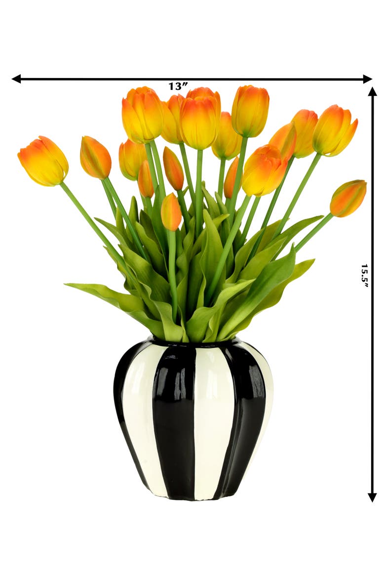 Tulip Floral Arrangement  in Vase, Alternate, color, Tangerine Orange
