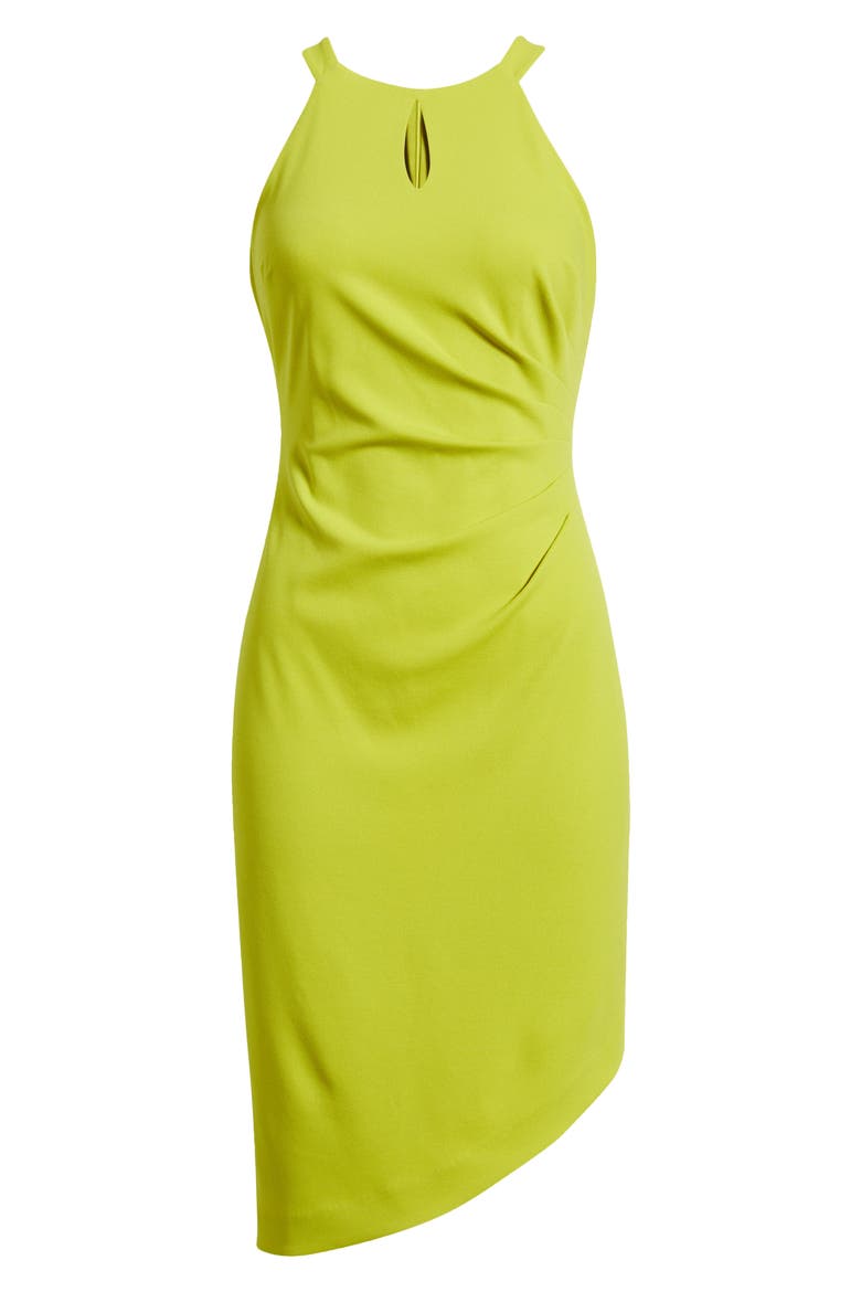 Side Pleat Asymmetric Dress, Alternate, color, CITRON ZEST
