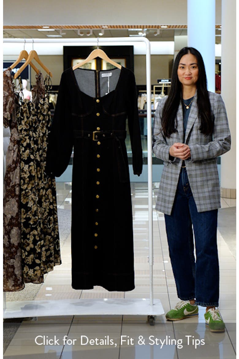 Mateo Long Sleeve Belted Denim Maxi Dress video
