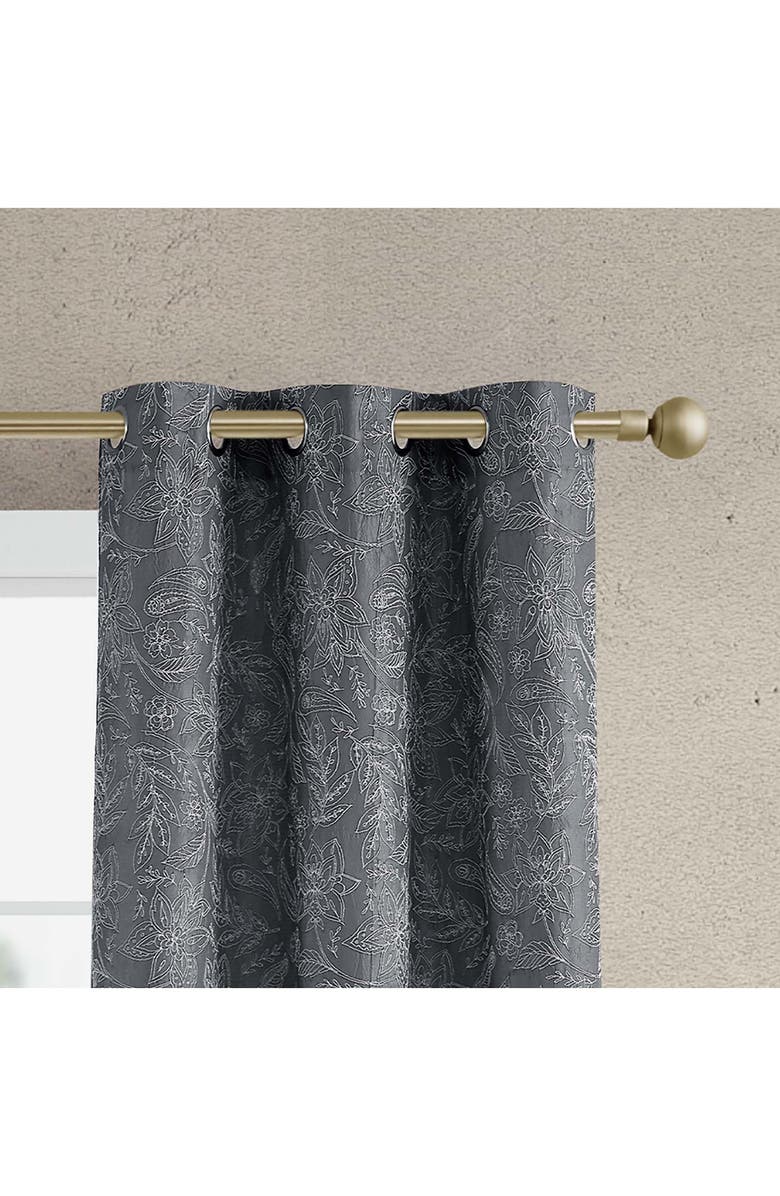 Jessica Simpson Floral Paisley Jacquard Blackout Curtain Set, Alternate, color, Grey