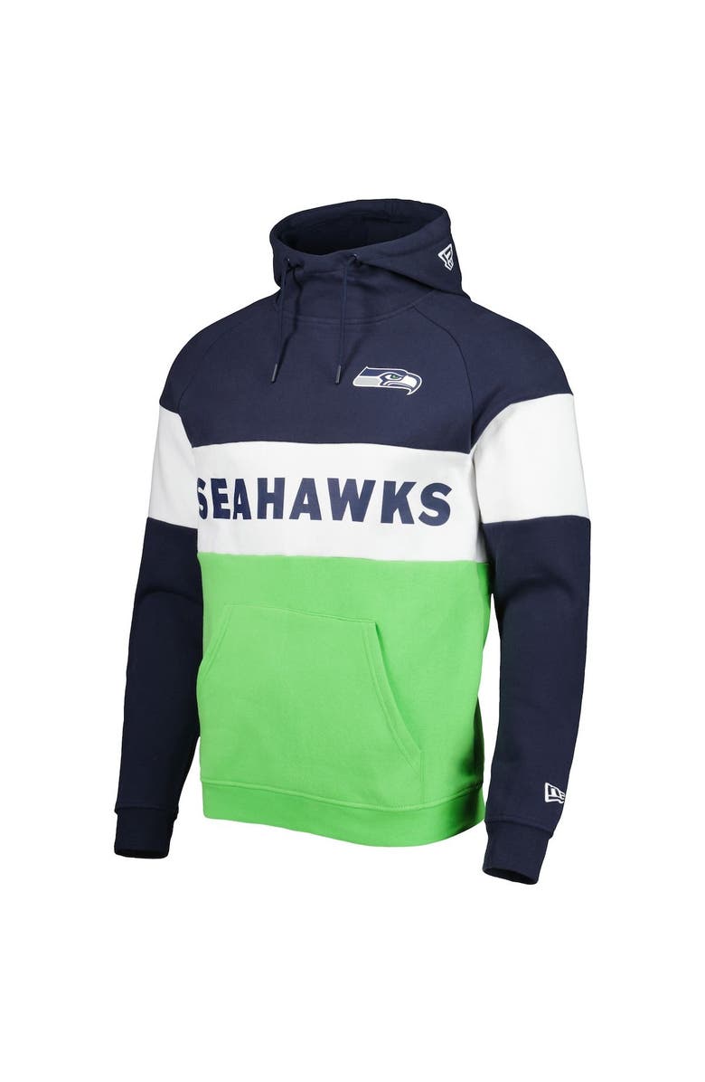 New Era Men's New Era Neon Green/College Navy Seattle Seahawks Colorblock Current Pullover Hoodie, Alternate, color, Neon Green