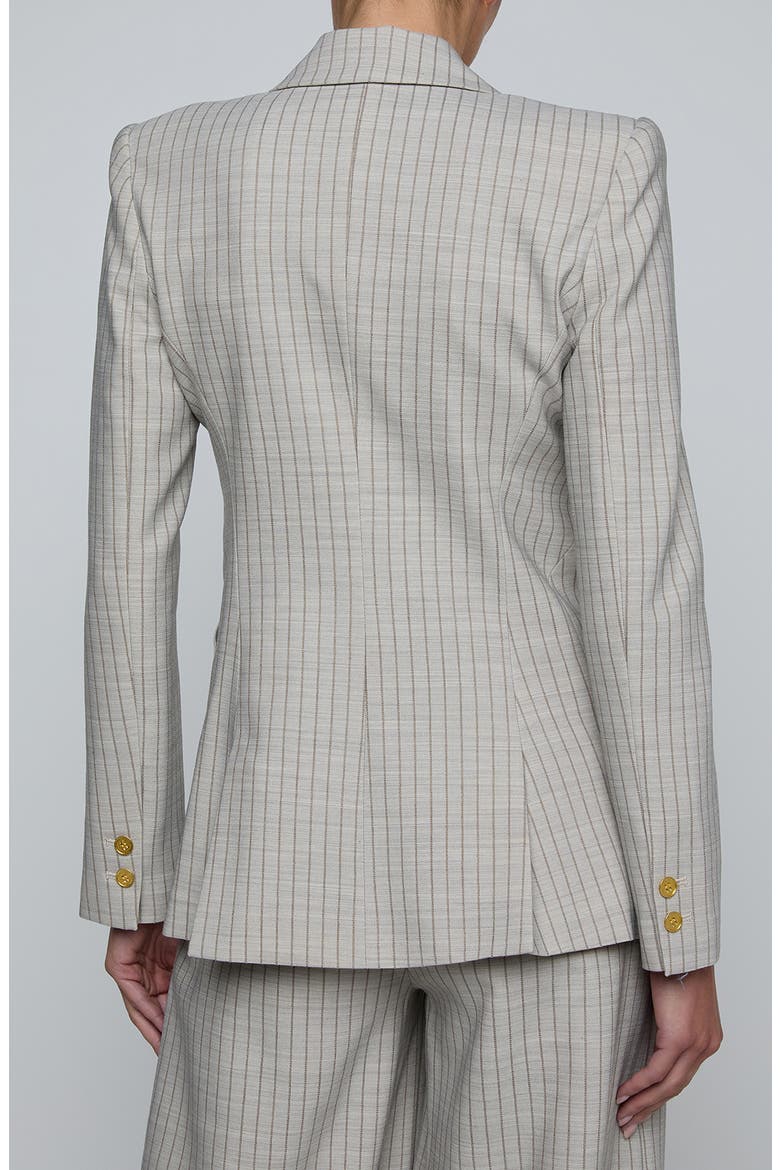 Sheila Structured Pinstripe Blazer, Alternate, color, GREY/ TAN PINSTRIPE