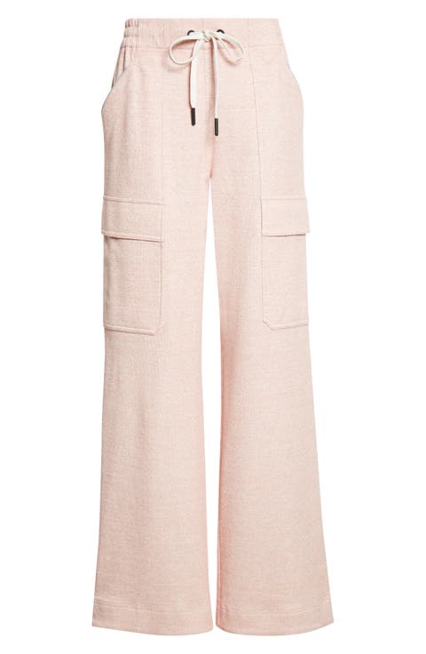 Linen & Cotton Blend Wide Leg Cargo Sweatpants