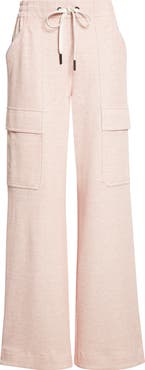 Moncler Grenoble Linen & Cotton Blend Wide Leg Cargo Sweatpants
