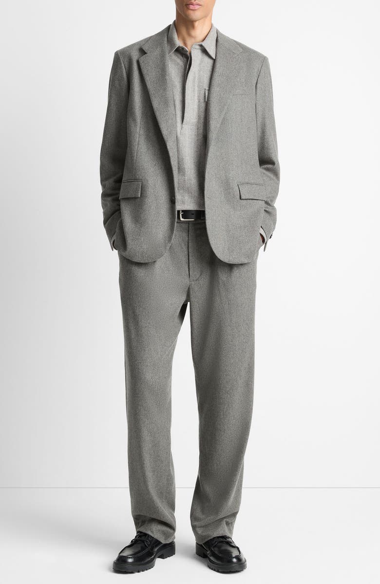 Vince Double Pleated Heathered Grey Wool Blend Flannel Suit Pants, Alternate, color, Medium Heather Grey