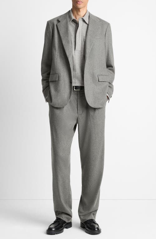 Vince Double Pleated Heathered Grey Wool Blend Flannel Suit Pants In Gray
