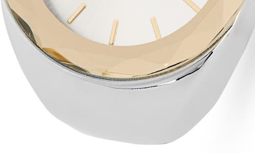 Jessica Simpson Two-tone Faceted Bezel Ring Watch, 25mm In Silver