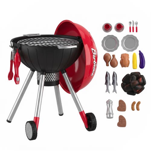 Qaba Kids Kitchen Playset with Sounds, Lights & Realistic Charcoal Effect, Pretend BBQ Grill Playset , 40 Pieces, Red at Nordstrom