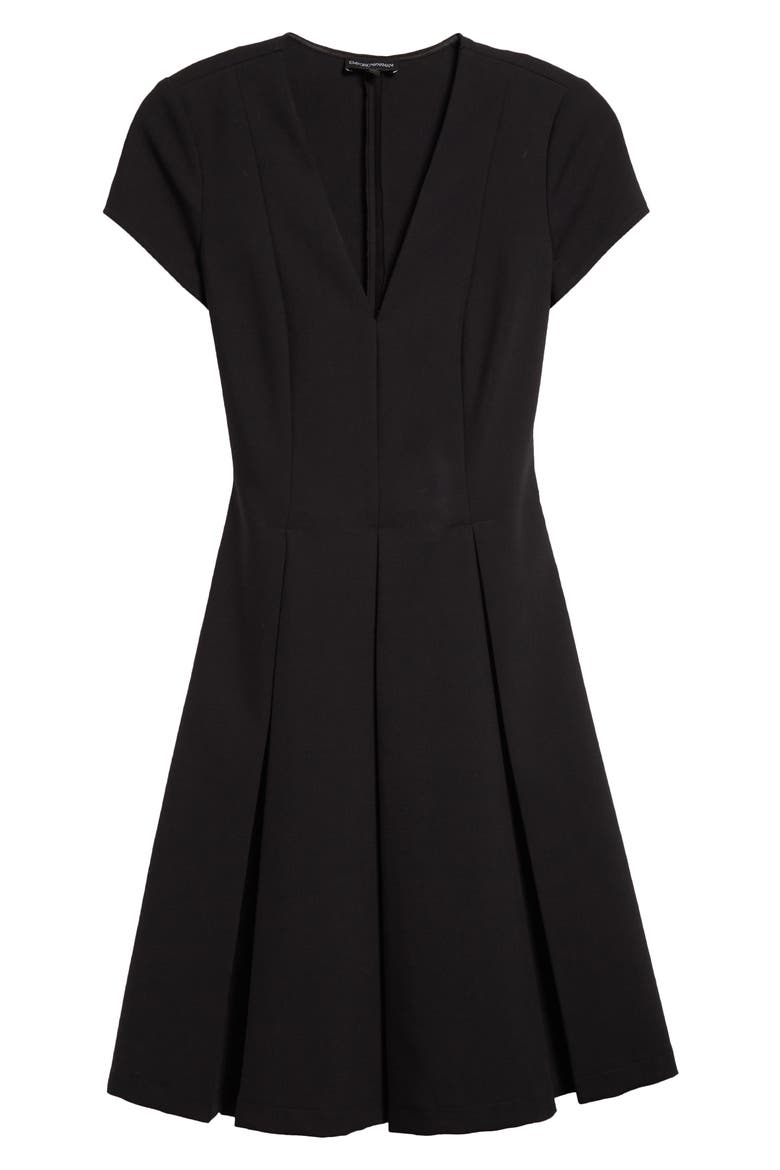 Emma Pleated Short Sleeve Dress, Alternate, color, SOLID BLACK