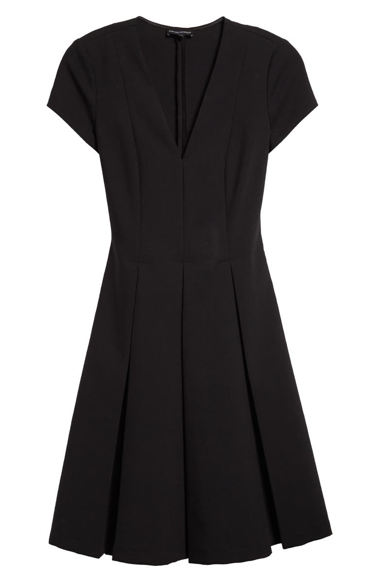 Emporio Armani Emma Pleated Short Sleeve Dress, Alternate, color, Solid Black