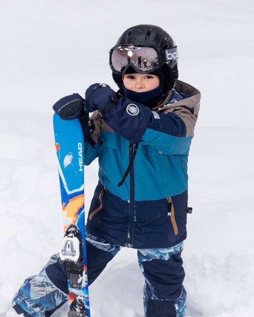 Deux Par Deux Kids Gender Inclusive Winter Mittens Teknik In Blue