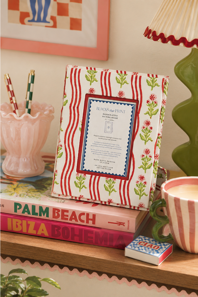 Block Print Photo Frame Holly & Berry, Alternate, color, Holly & Berry