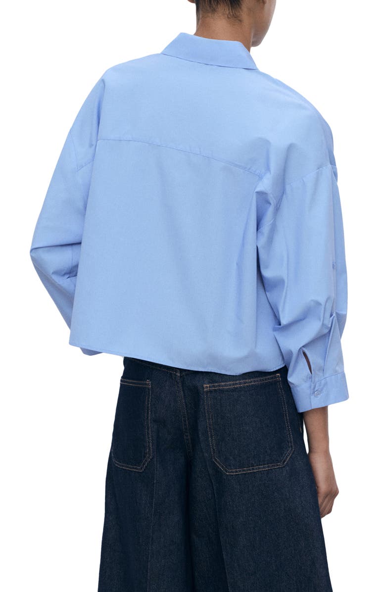 MANGO Oversize Button-Up Shirt, Alternate, color, Blue
