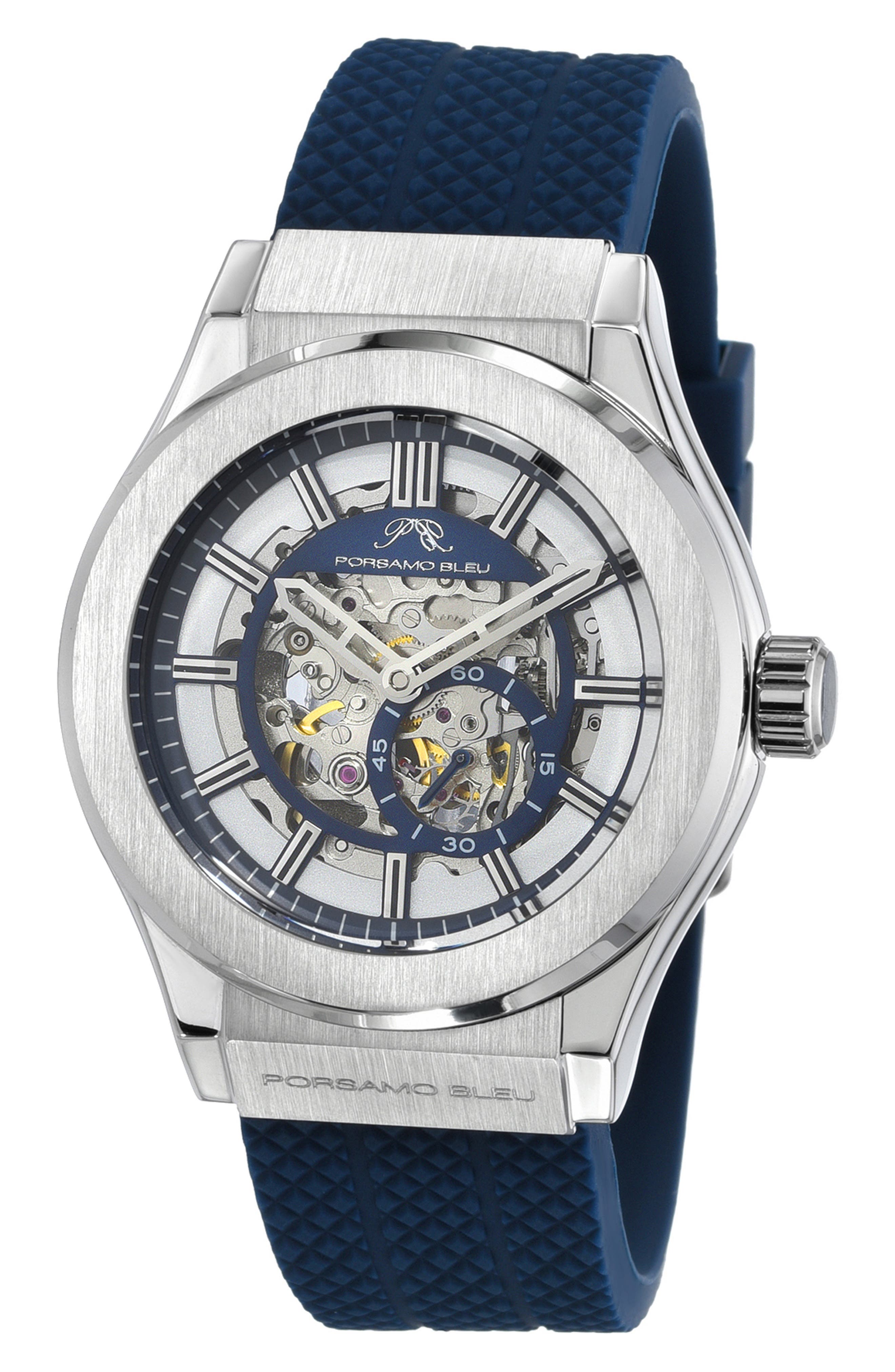 PORSAMO BLEU Cruz Silicone Automatic Watch, 45mm