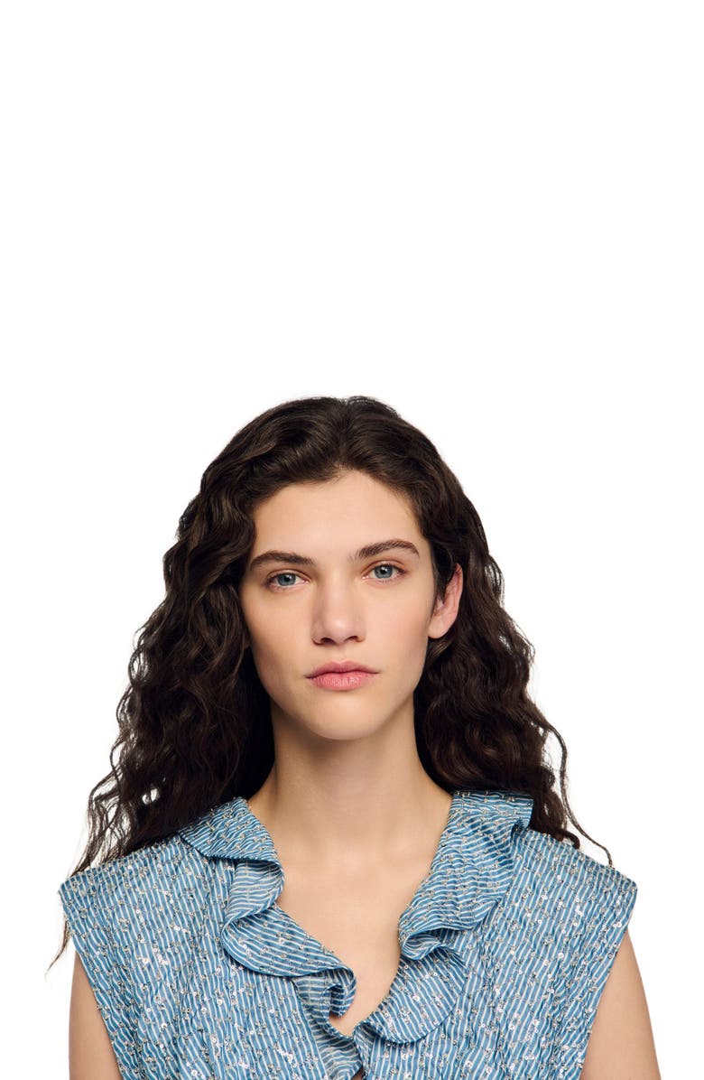 SANDRO Sequin top, Alternate, color, Blue