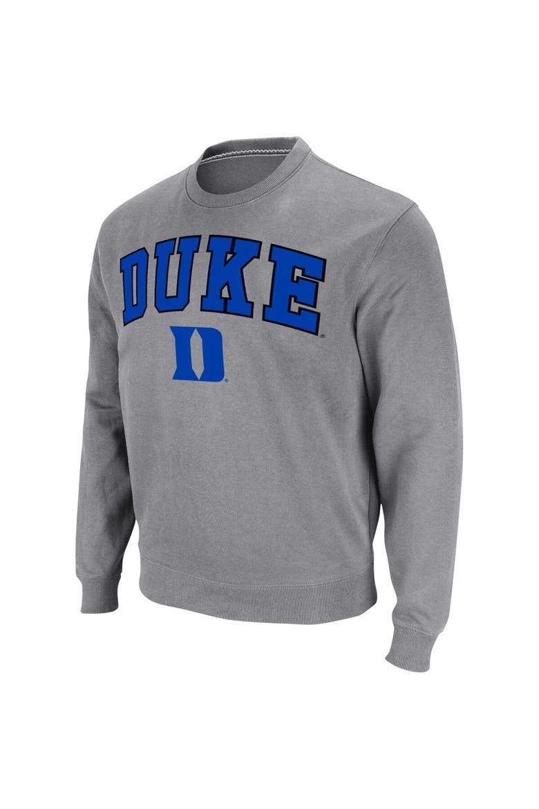 Men's Colosseum Heather Gray Duke Blue Devils Arch & Logo Pullover Sweatshirt, Alternate, color, Heather Gray