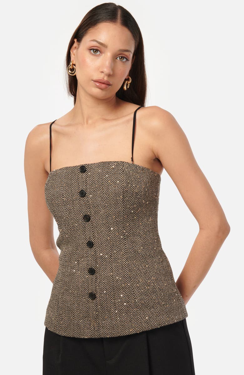 CAMI NYC Elliot Sequin Wool Blend Herringbone Strapless Top, Alternate, color, 