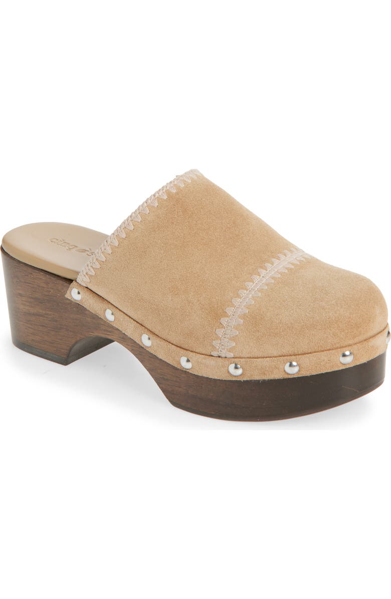 Cinq à Sept Saige Embroidered Clog, Main, color, Brown Sugar