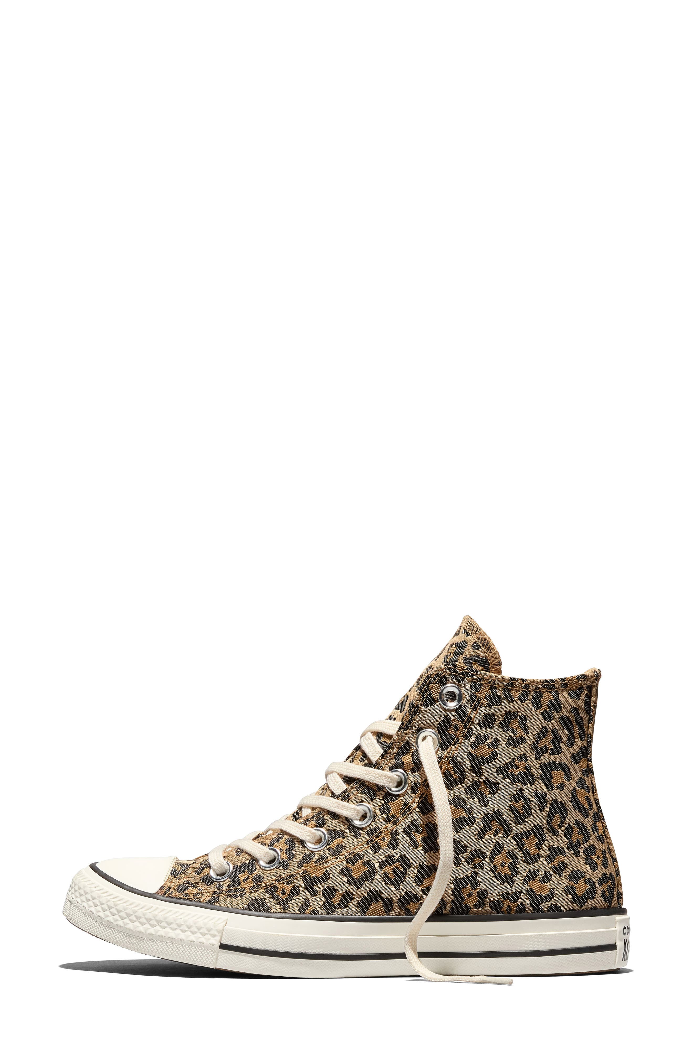 Chuck Taylor All Star Leopard High Top Sneaker, Alternate, color, EGRET/ BLACK/ HONEY STICK