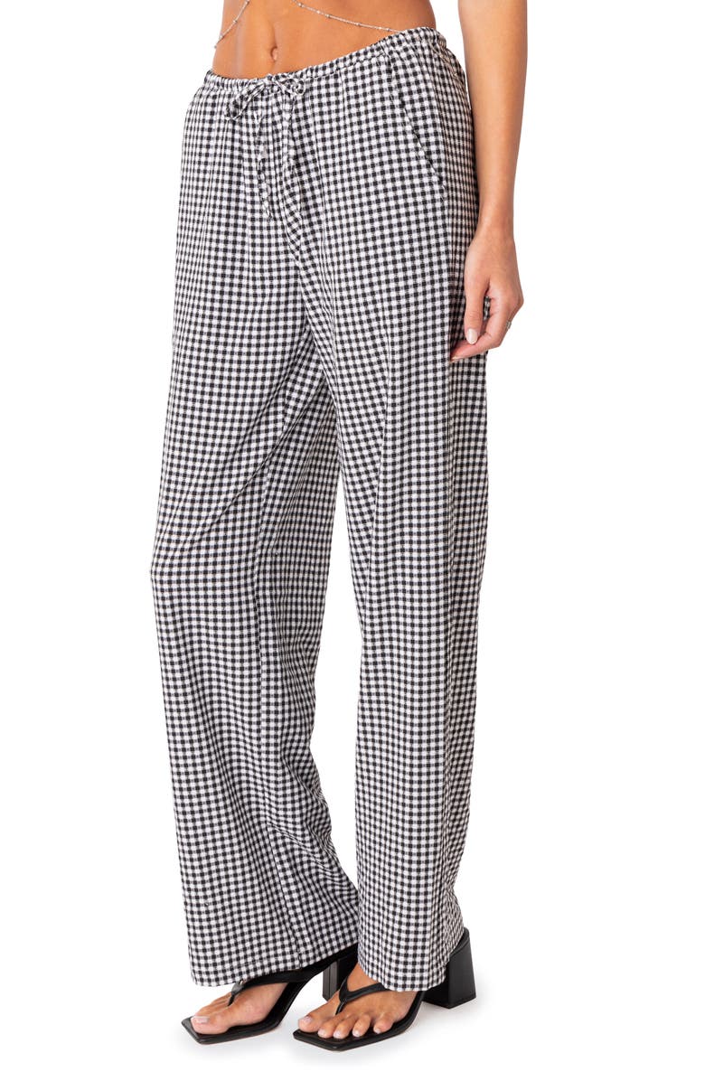 EDIKTED Pasha Plaid Wide Leg Drawstring Pants, Alternate, color,