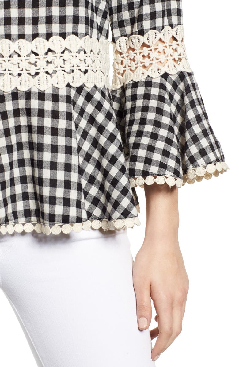 Everleigh Gingham Check Peplum Top, Alternate, color,