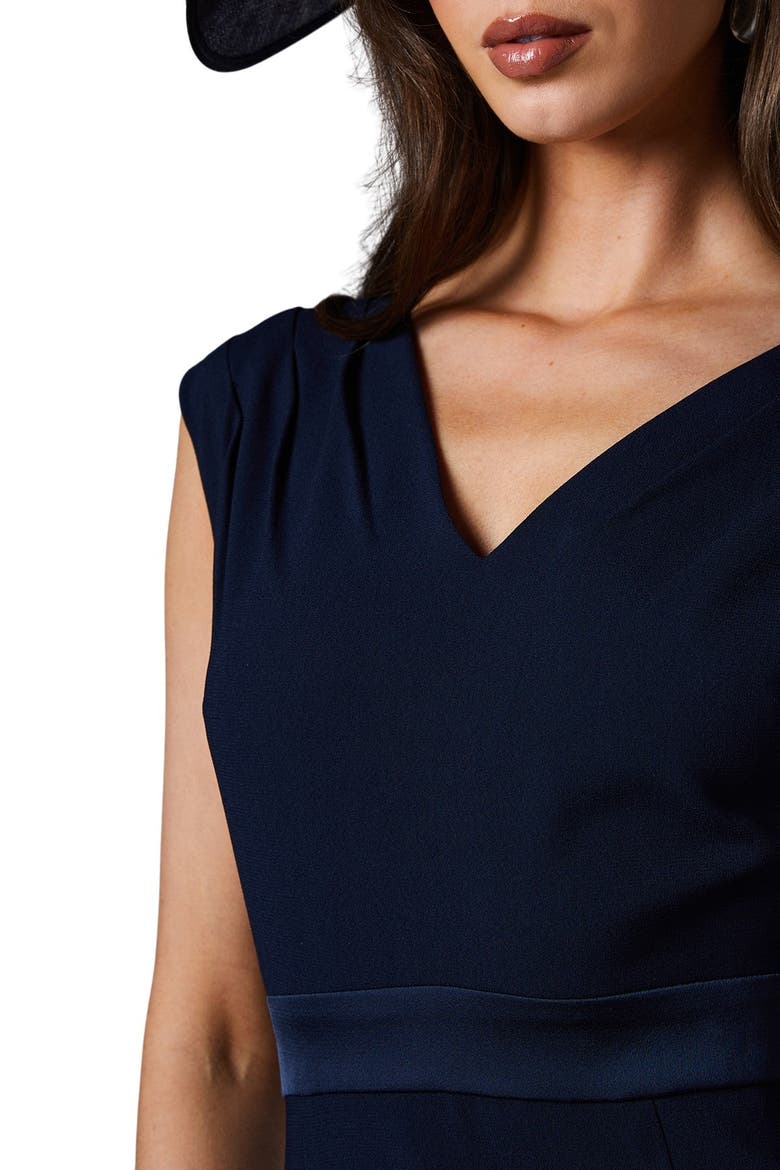 Satin Back Crepe Peplum Dress, Alternate, color, Navy