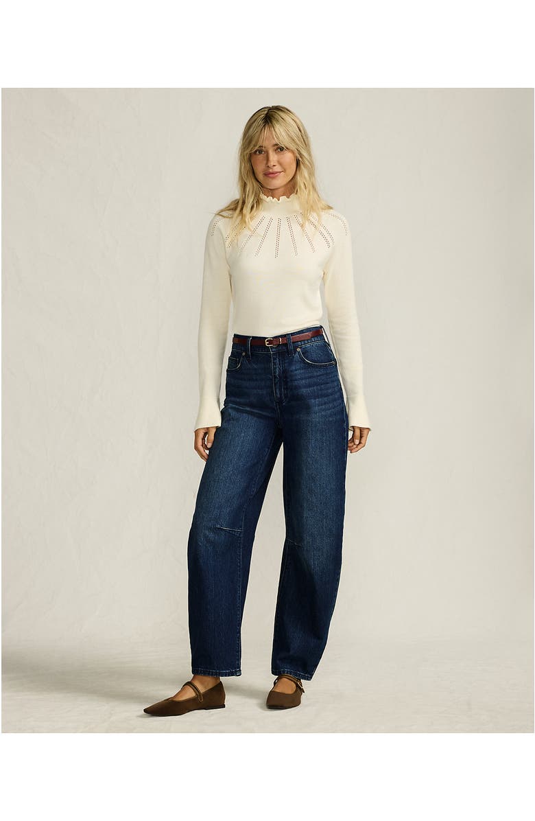 Lands' End Soft Denim Relaxed Barrel Leg Ankle Jeans, Alternate, color, Dark Indigo Blue Wash