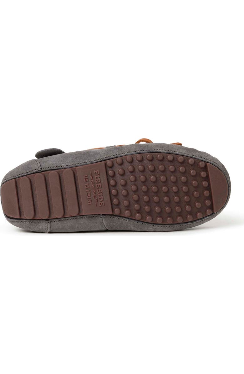 DEARFOAMS Kids' Fireside Parke Genuine Shearling Moccasin Slipper, Alternate, color, Grey