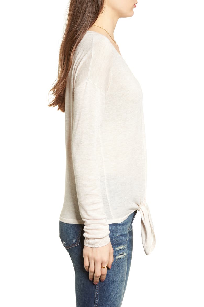 Modern Tie Front Sweater, Alternate, color, HEATHER VANILLA