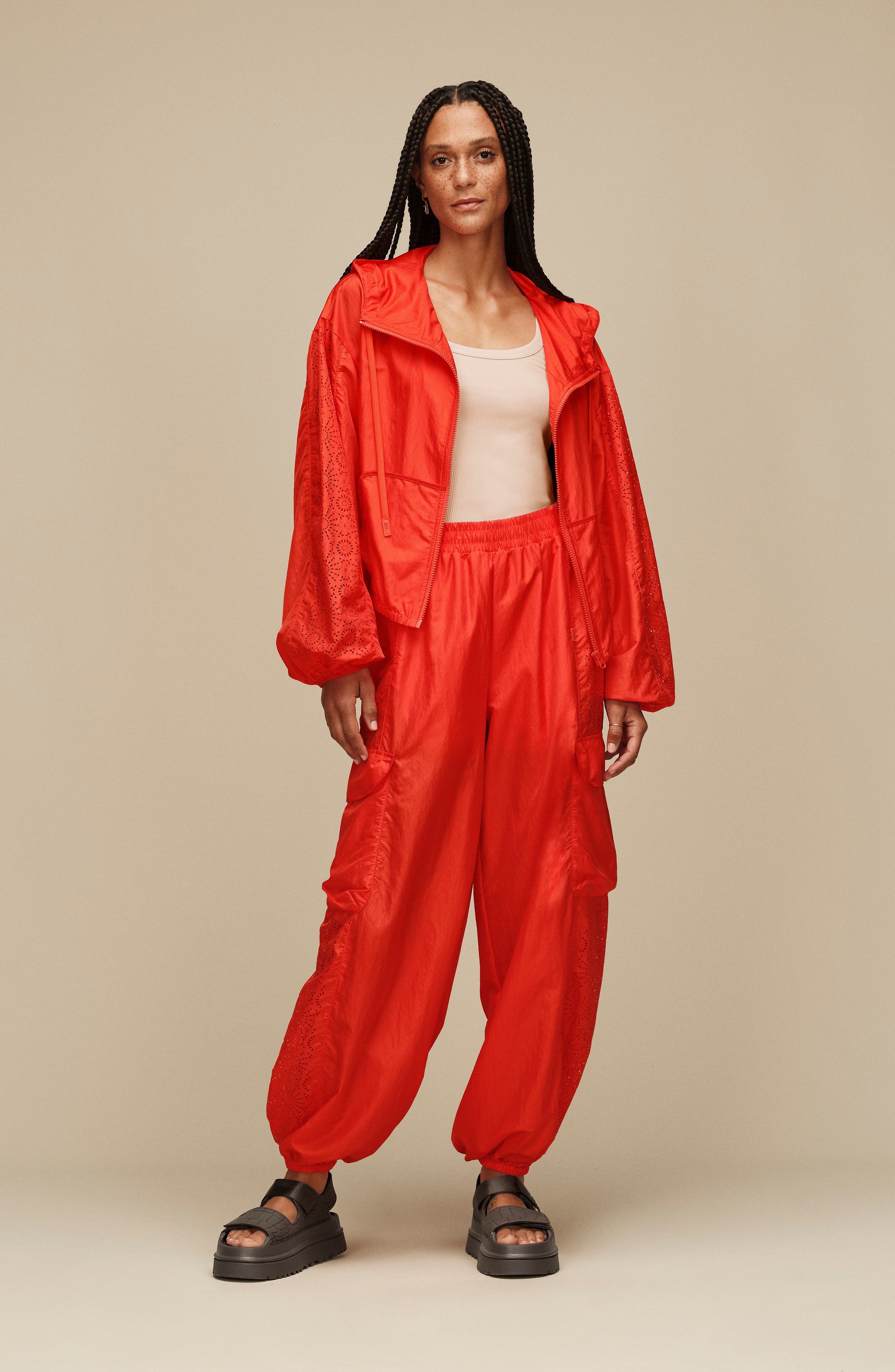 UGG<sup>®</sup> GoldenGlow Embossed Platform Sandal, Alternate, color, Dense Smoke