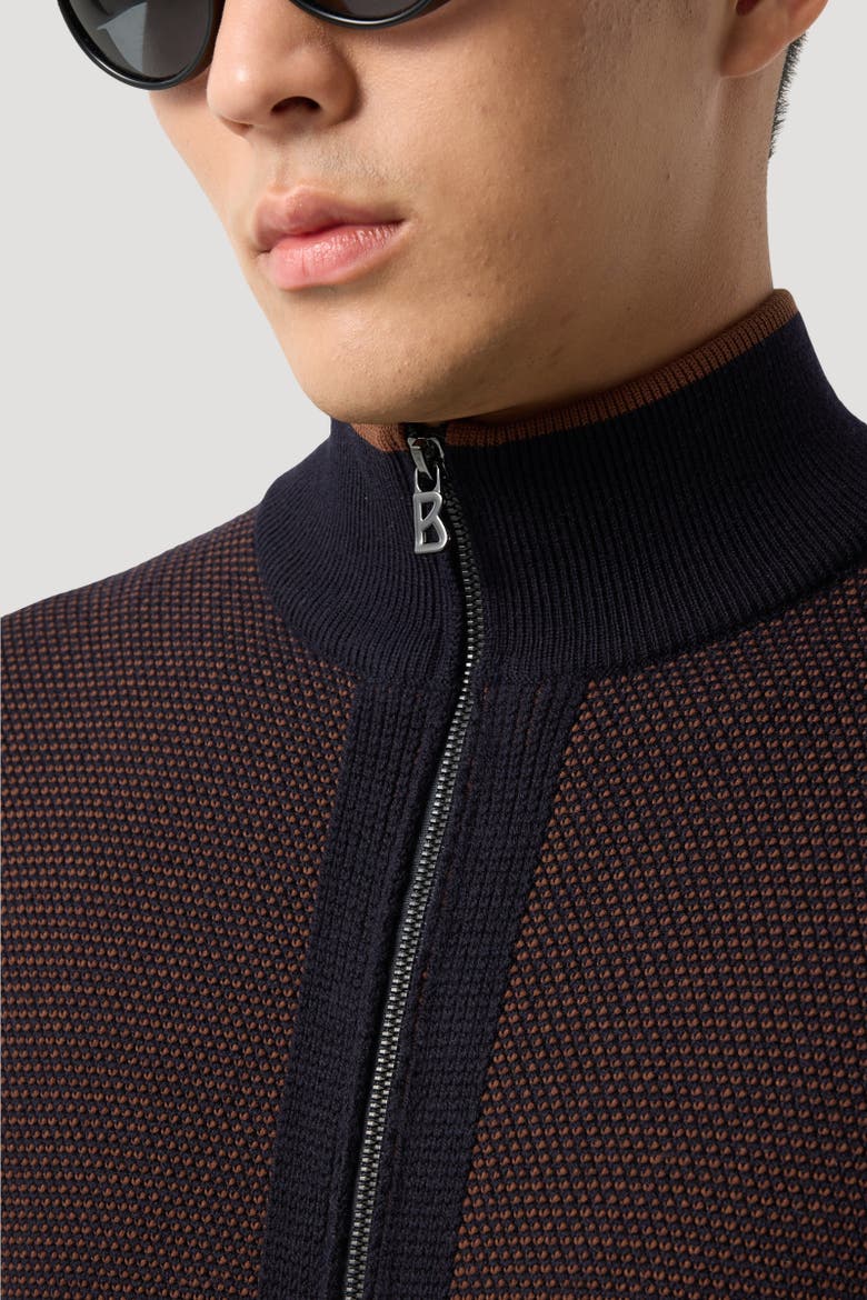 Enzo Knitted Vest, Alternate, color, Navy blue/brown