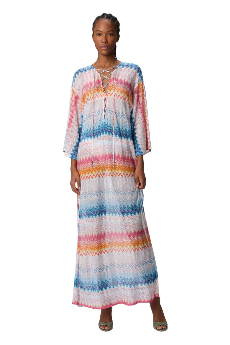 Long Cover-up In Zigzag Lamé Viscose Blend, Main, color, Multicoloured