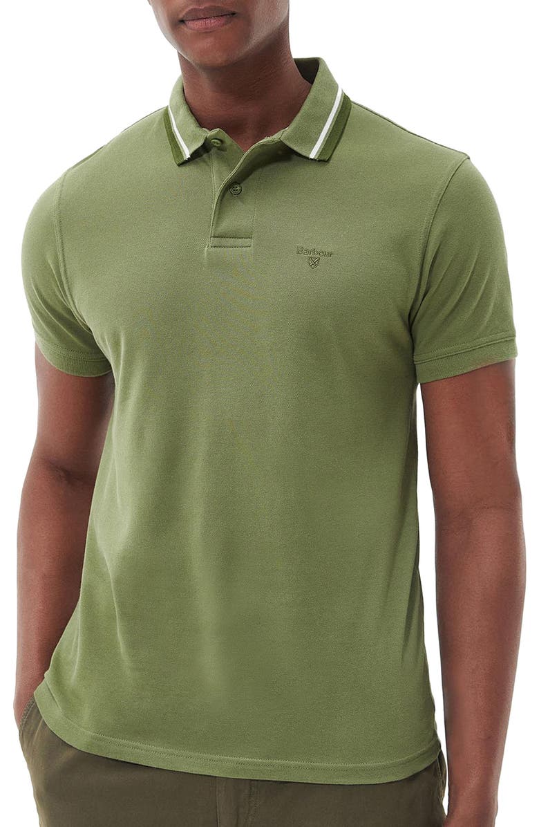 Barbour Otterburn Tipped Cotton Piqué Polo, Main, color, 