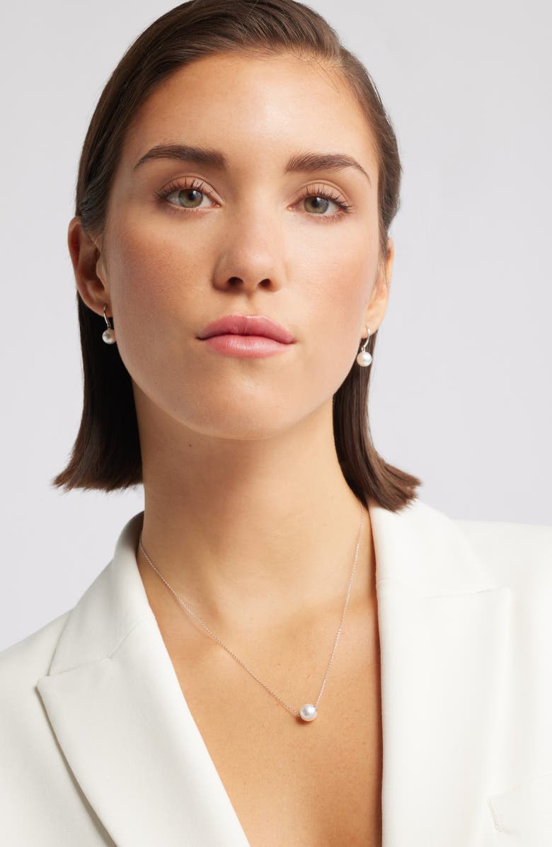 Nordstrom Akoya Pearl Necklace, Alternate, color, White- 14K White Gold