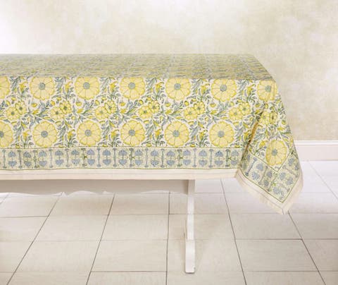 Hand Block Printed Tablecloth - 90" x 60"