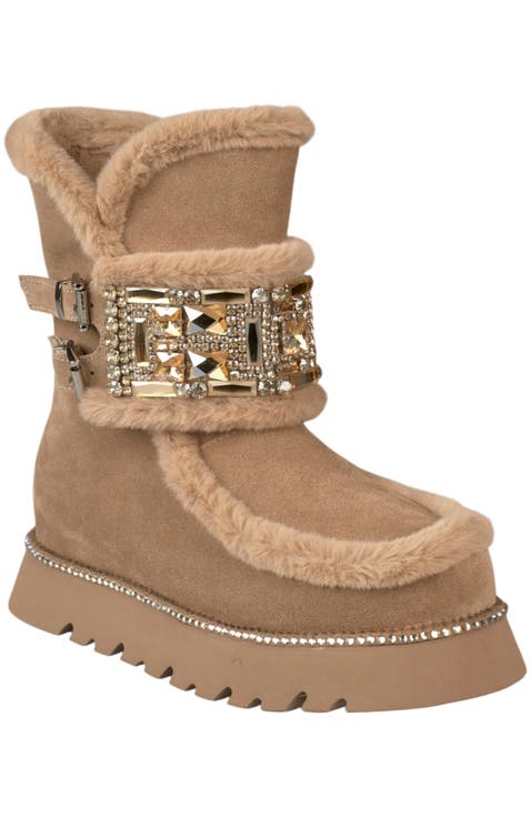 Buckle Fur Ankle Boot
