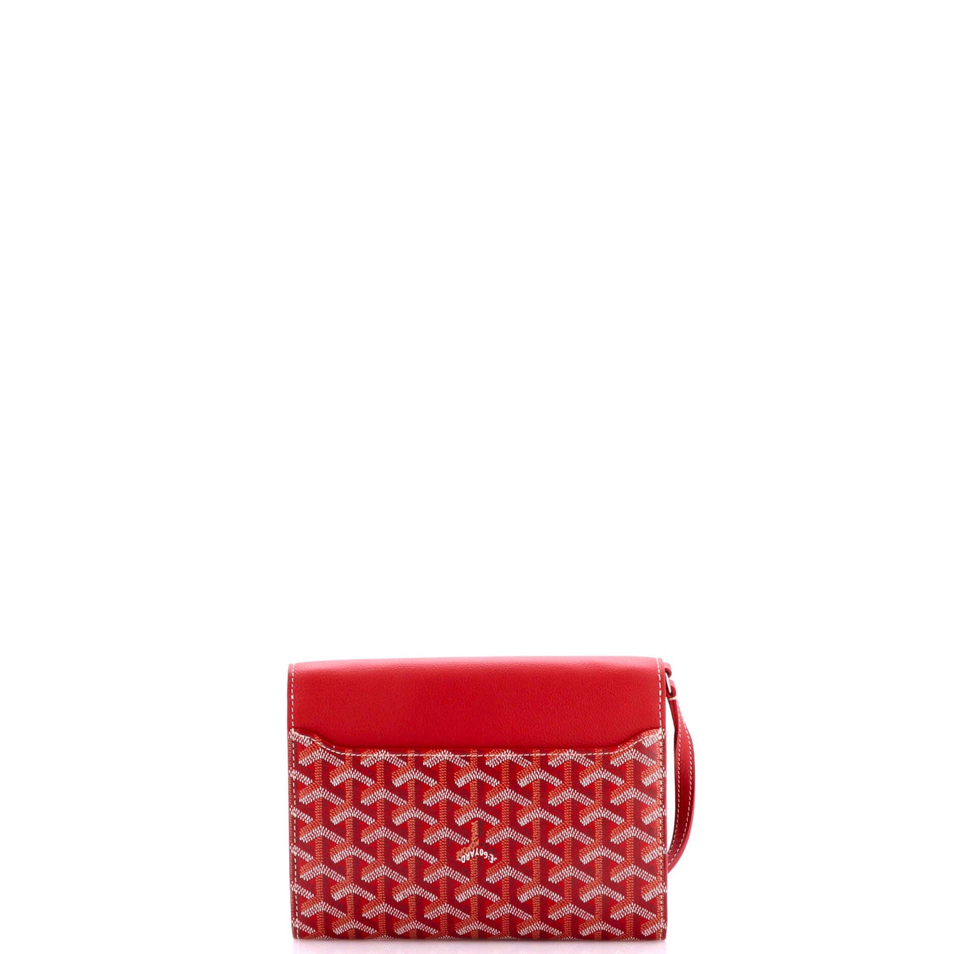 Chypre Wallet on Strap Coated Canvas with Leather, Alternate, color, Red