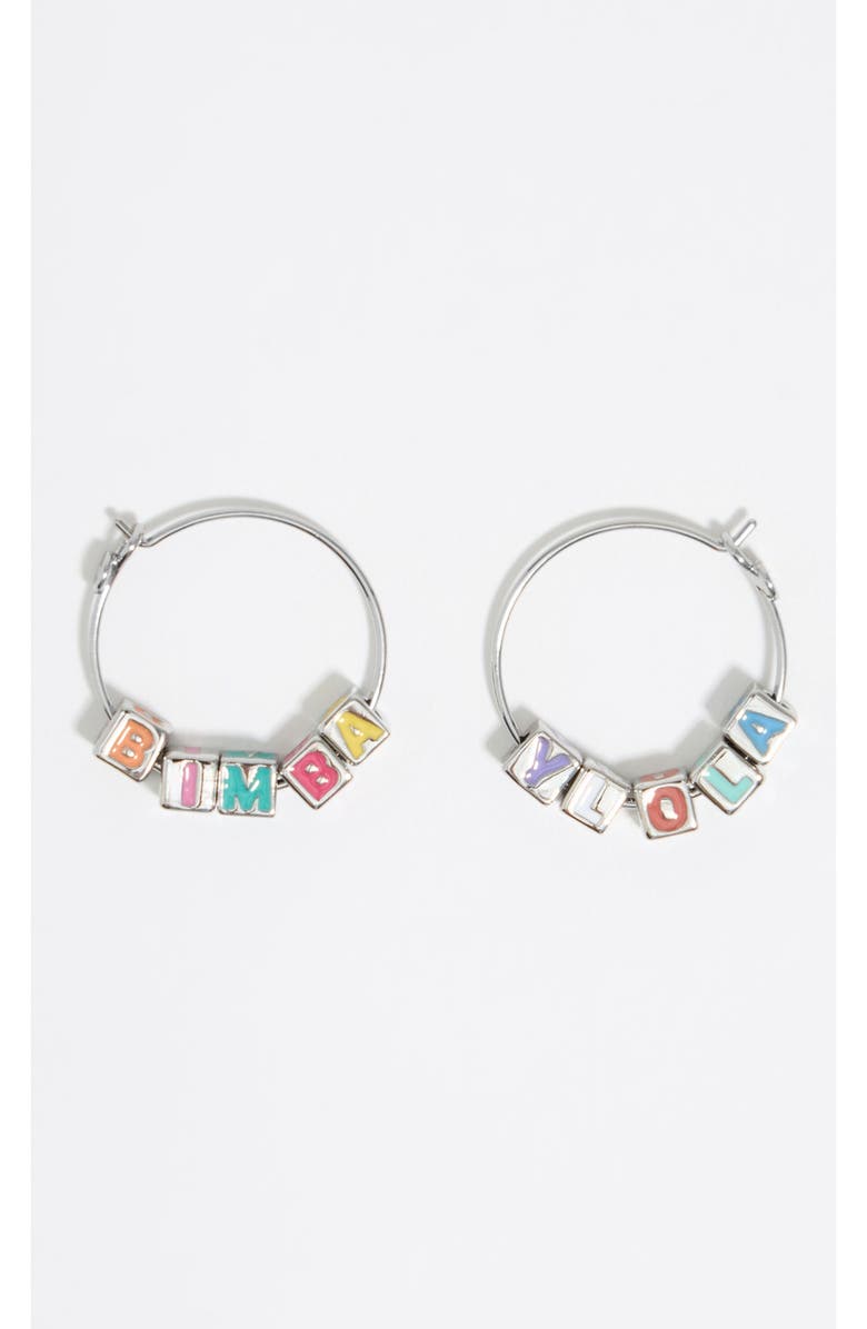 Bimba y Lola Dice logo hoop earrings, Main, color, Silver