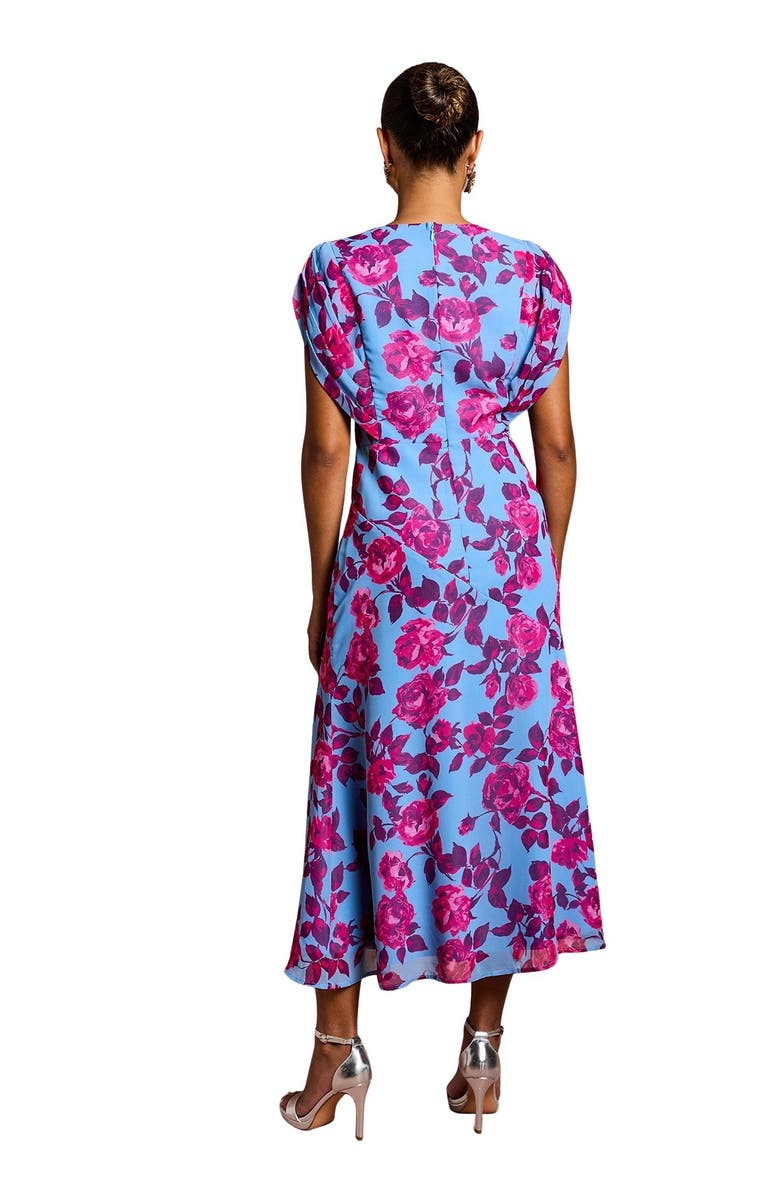 Coast Petite Short Sleeve Chiffon Midi Dress, Alternate, color, Blue