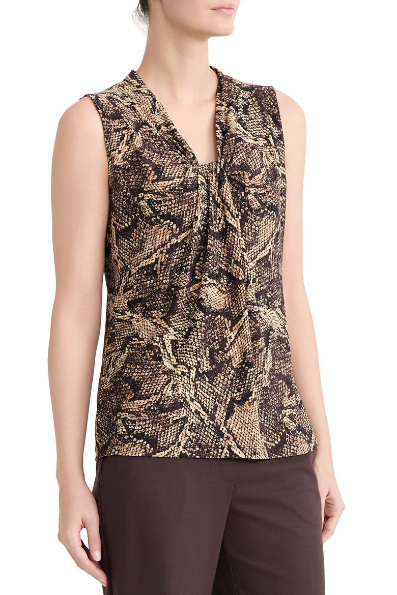Knot Front Sleeveless Top, Alternate, color, BLACK MULTI