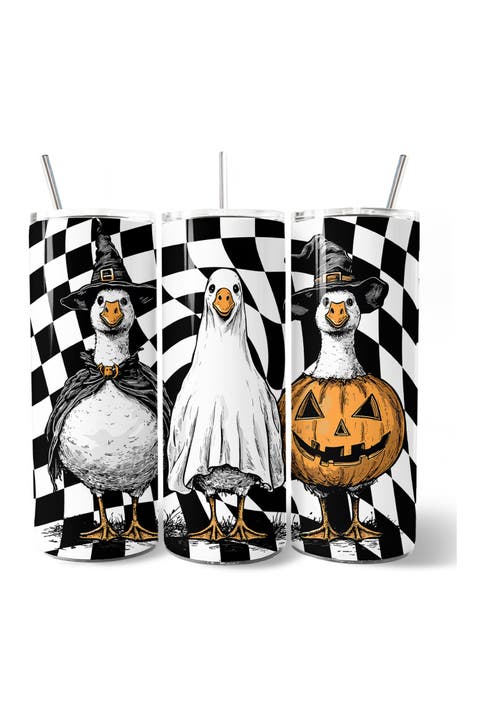 Haunting Honkers Goose Checkerboard Halloween Tumbler